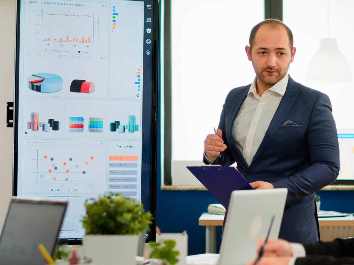 Executive manager presenting sales reports